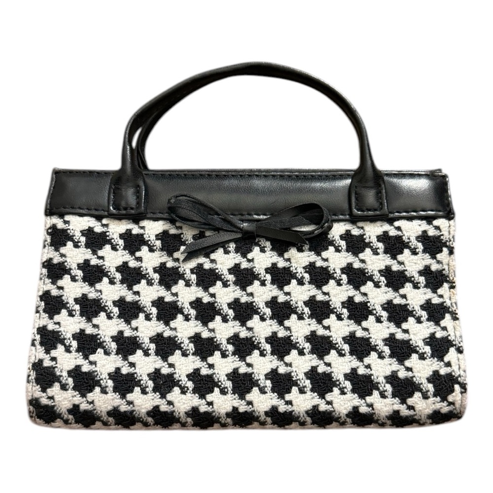 Vintage 1980’s Micro Purse black and white herringbone mini clutch